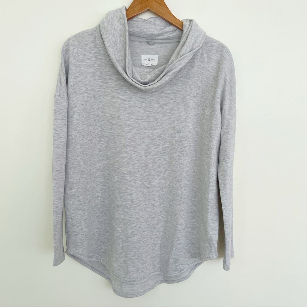 Lou & Grey Signaturesoft Cowl Top Heathered Grey M Medium - Picture 7 of 7